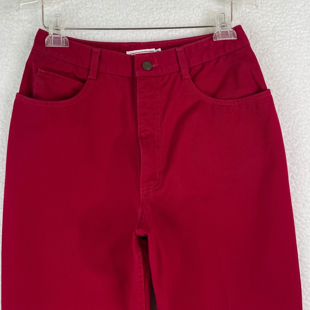 Vintage Talbots Red High Waisted Cotton Tapered Pants USA Made Womens 10